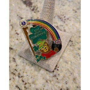 Vintage Lions Club 1988 Spring Conference 19-F Rhinestone Rainbow Clover Pin